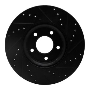 Mazda 3 Brake Rotor (1) - Front Left - R1 Concepts - Drilled & Slotted - Black - `07-`13